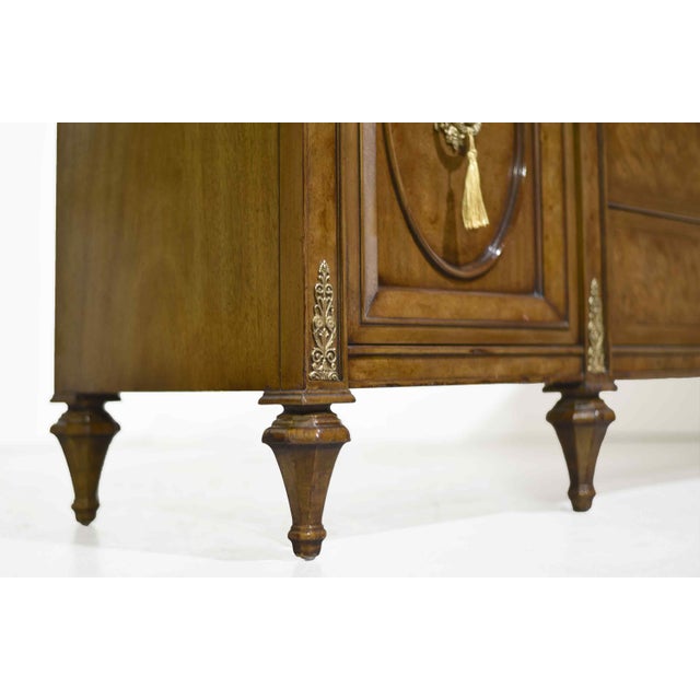 Mid Century French Provincial-Style Burlwood Lowboy Dresser by Hellam Furniture Company Pennsylvania For Sale - Image 13 of 17