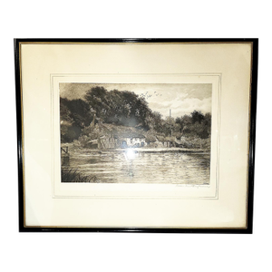19c Etching, 'Swan Inn Raybourne', by David Law