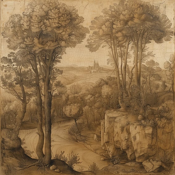 Rustic European Grisaille Sepia Landscape #2 — Fine Art Print For Sale - Image 3 of 3