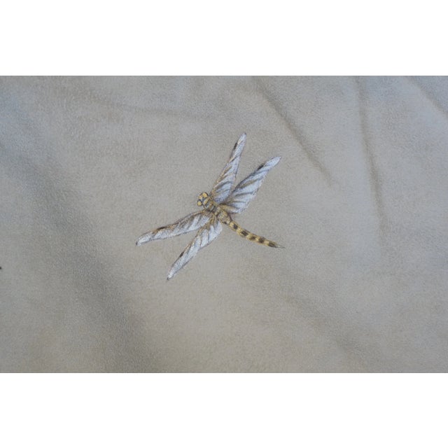 ate 20th Century Chinoiserie Gold Faux Fur Painted Suede Floral Butterfly Throw Blanket 57" X 76" For Sale - Image 4 of 12