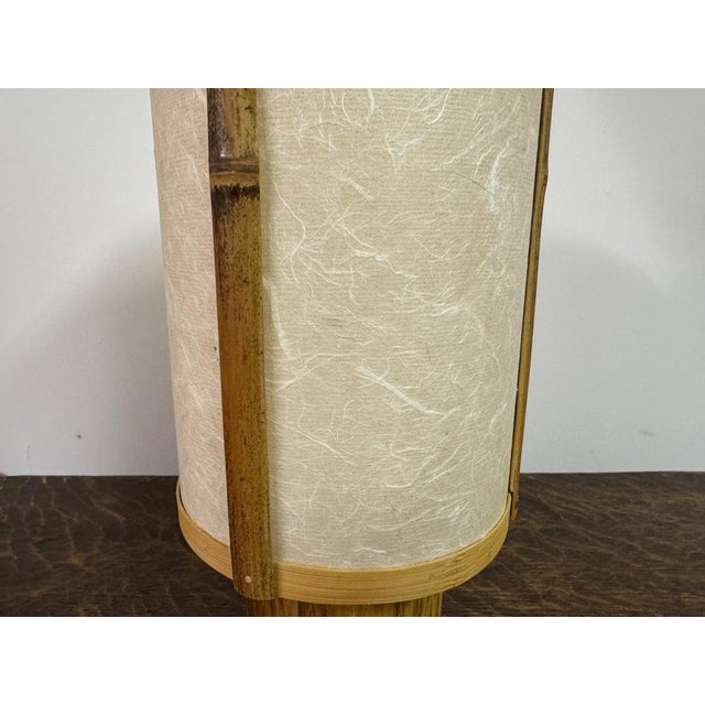 Mid-Century Modern Bamboo and Rice Paper Table Lamps in the style of George Nakashima, 1960s, Set of 2 For Sale - Image 3 of 13