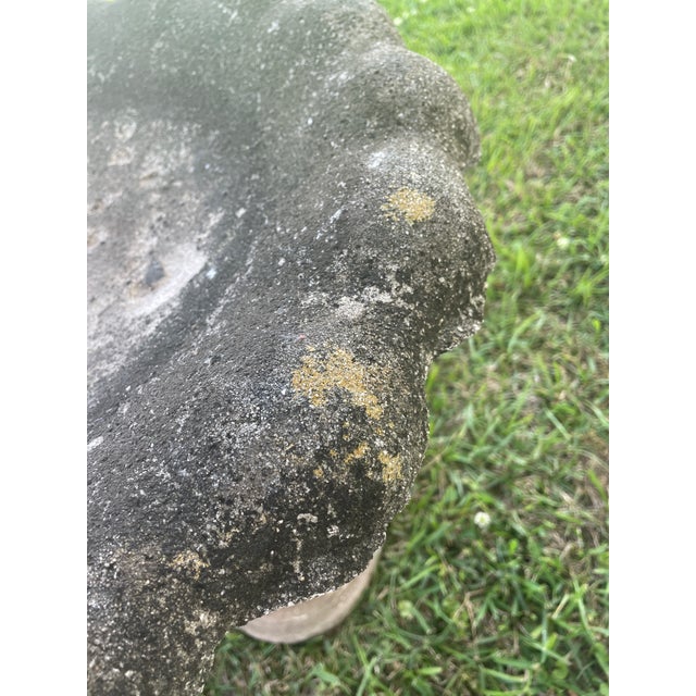Antique English Estate Style Scalloped Cast Stone Birdbath - 2 Piece - Asheville Nc Estate Rescue For Sale - Image 4 of 8
