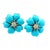 Circa 1980s Italian 18k White Gold Persian Turquoise and Diamond Floral Earrings For Sale - Image 10 of 12