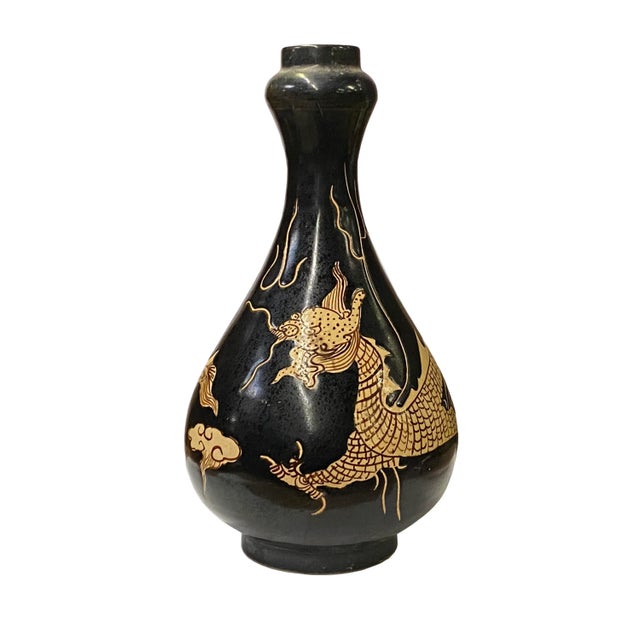 Chinese Ware Brown Black Glaze Dragon Theme Ceramic Jar Vase For Sale In San Francisco - Image 6 of 6