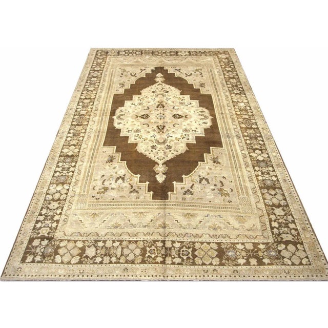 1960s Turkish Oushak Rug For Sale In Los Angeles - Image 6 of 7