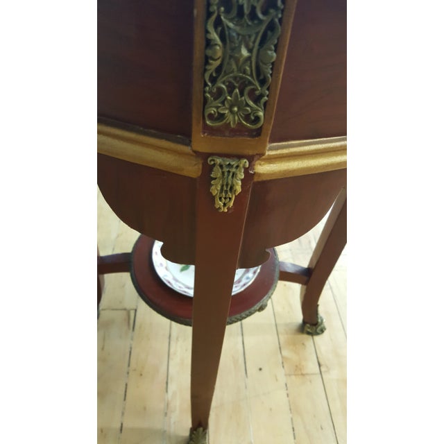 Wood Sarreid Ltd. Haviland Cherry Wood & China Side Table For Sale - Image 7 of 10