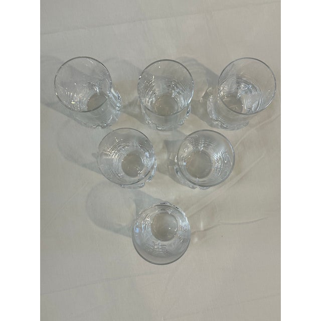 Contemporary Mid 20th Century Heavy Crystal Embellished Frosted 3D Leaf Base Hiball Glasses- Set of 6 For Sale - Image 3 of 6