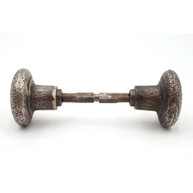 Mid 20th Century Antique Arts & Crafts Cast Iron Passage Door Knob Set For Sale - Image 5 of 10