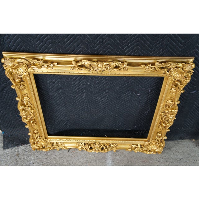 Wood Baroque Rococo Gold Gilt Picture Oil Painting Mirror Frame Fits 24 X 30 For Sale - Image 7 of 11