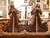 Pair 18th Century Italian Baroque Carved Painted Wood Adoring Angel Sculptures For Sale - Image 12 of 16