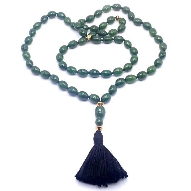 1970s Tiffany & Co. Angela Cummings Nephrite Jade Bead Yellow Gold Necklace For Sale In Philadelphia - Image 6 of 12
