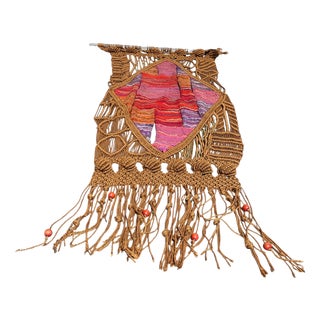 Handmade Wool and Rope Tapestry, 1970s For Sale