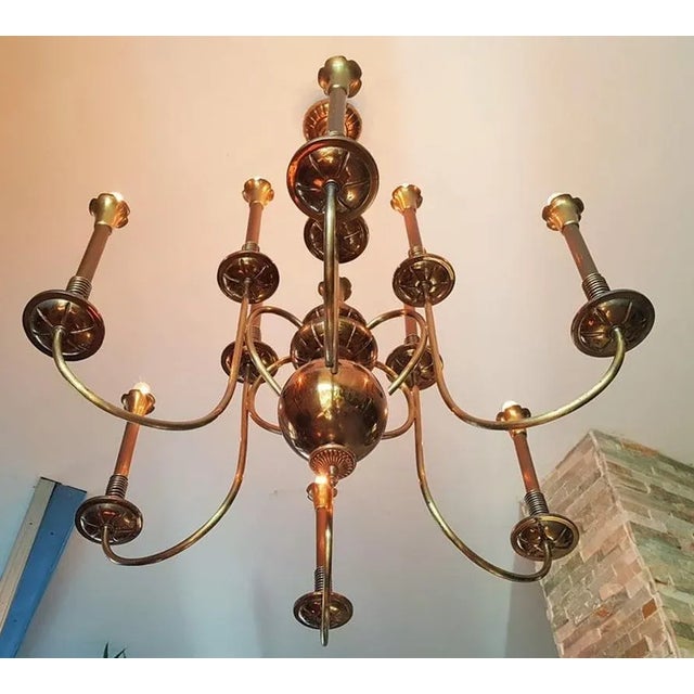 Mid-Century Italian Brass Chandelier, 1950s For Sale - Image 14 of 18