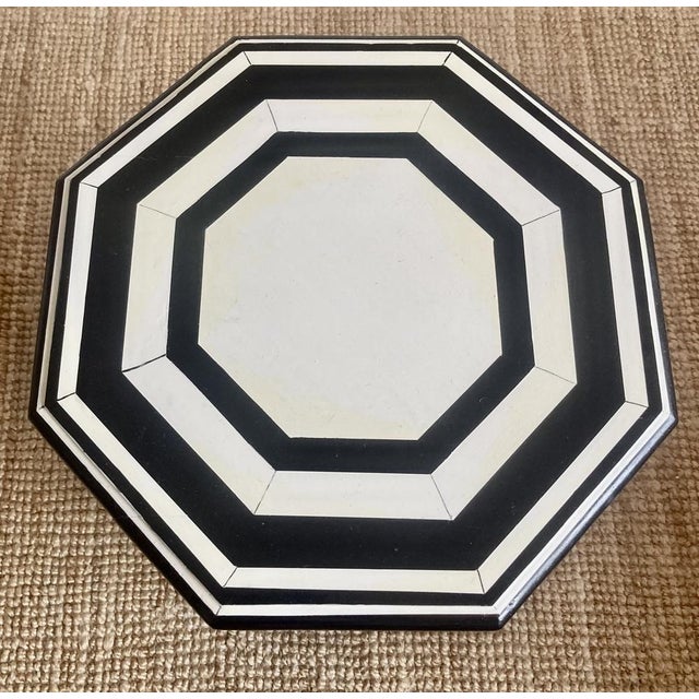 Wood Hollywood Regency Side Table in the style of Martyn Lawrence Bullard with Faux Ivory Details, 2010s For Sale - Image 7 of 10