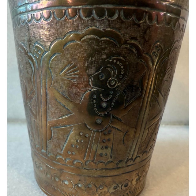 Metal Pair of Vintage Handmade Brass Lassi Cups For Sale - Image 7 of 10