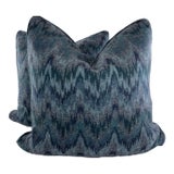 Kirby Design "Flame Wool" in Marine 22" Pillows-a Pair For Sale