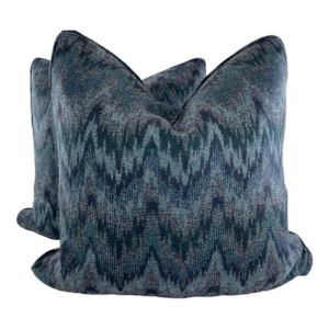 Kirby Design "Flame Wool" in Marine 22" Pillows-a Pair