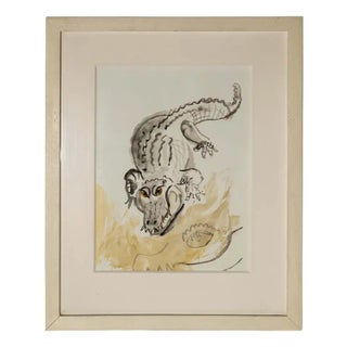 Beverley Isaacs, Crocodile, Watercolour, 2000s For Sale