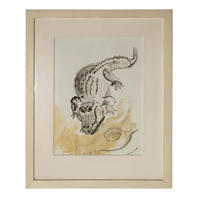 Beverley Isaacs, Crocodile, Watercolour, 2000s For Sale
