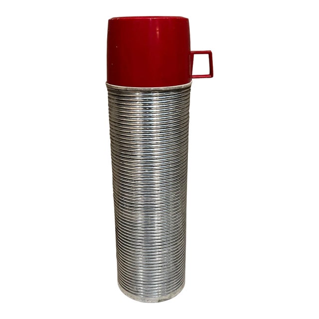 1970s Original Vintage Ribbed Thermos Retro Camp Gear Usa For Sale