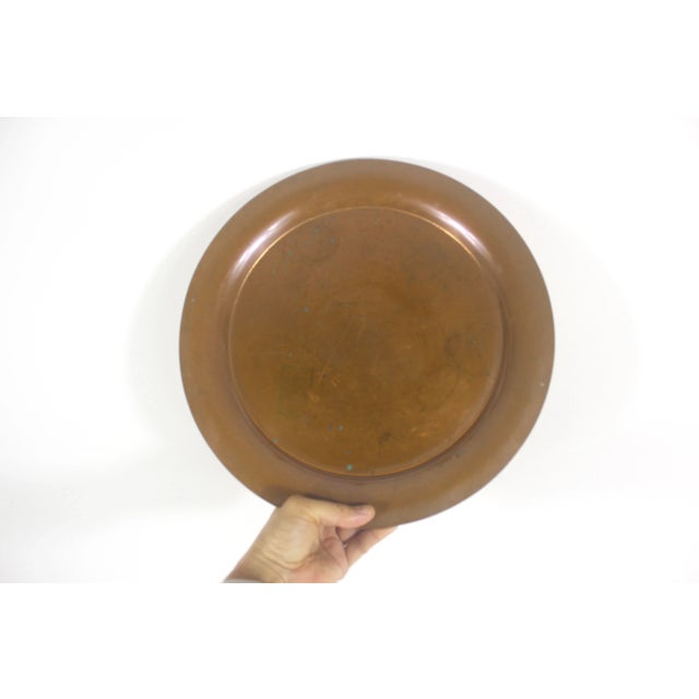 Fantastic Vintage copper tray with some light hammered detail and heavy patina. It has some spots of verdigris corrosion,...