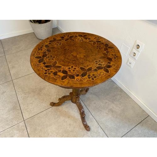 Traditional Biedermeier Side Table with Inlaid Flower Stand For Sale - Image 3 of 9