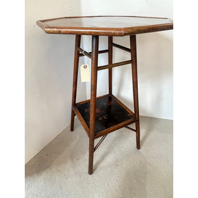 Late 19th Century French Japonisme Bamboo & Lacquer Octagon Side Table, 1880. For Sale - Image 5 of 16