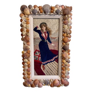 Antique Edwardian Woolie with Sailor Girl Woolwork, 1890s For Sale