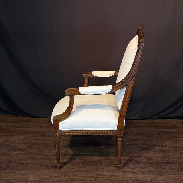 Carved Walnut Antique French Armchairs or Fauteuils - A Pair For Sale - Image 14 of 15