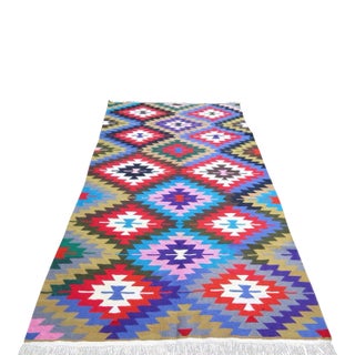 1960s Colorfull Vintage Kilim - 57"x106" For Sale
