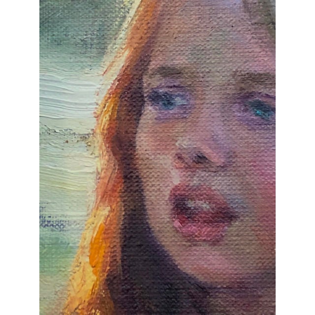 Witness by Lisa Fricker | Oil on Linen, mounted Portrait of a young girl with long hair. For Sale - Image 4 of 5