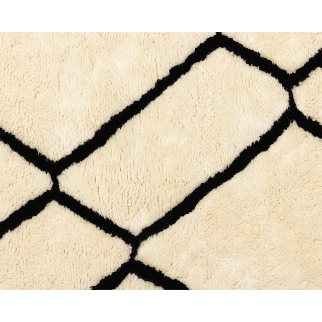 Black Hand-Knotted Wool Rug by Azele Studio For Sale - Image 8 of 11
