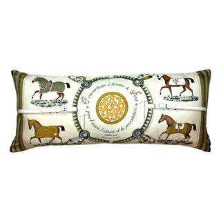 Hermes Couvertures Et Tenues Du Jour Vintage Silk Scarf Lumbar Pillow For Sale