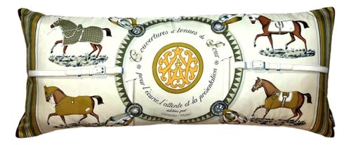 Hermes Couvertures Et Tenues Du Jour Vintage Silk Scarf Lumbar Pillow
