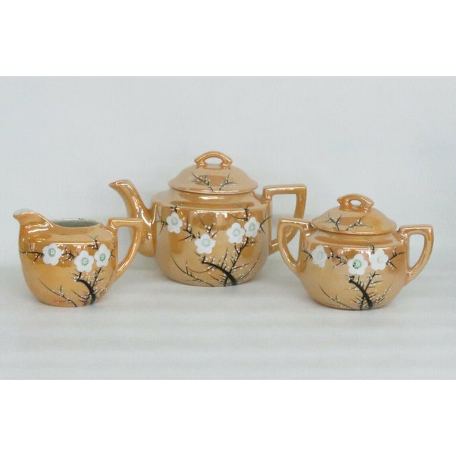 Mid 20th Century Cherry Blossom Japanese Lusterware Hand Painted 15