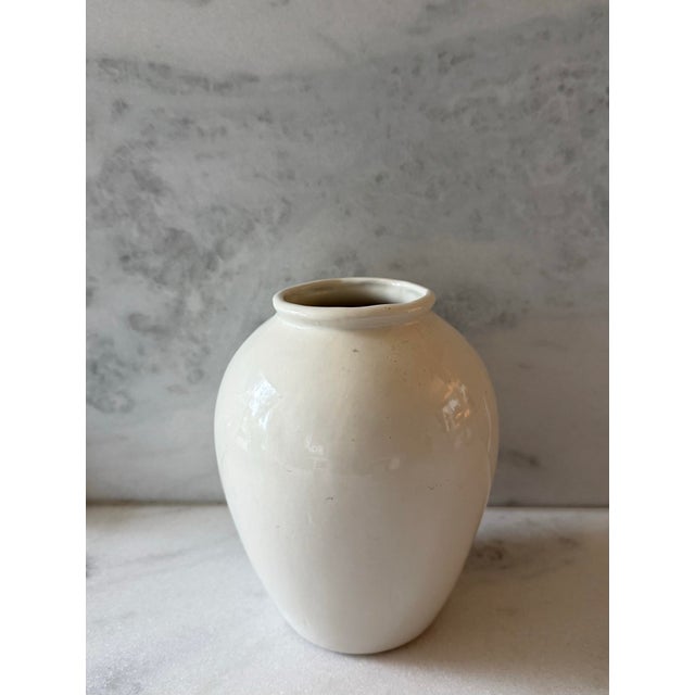 Ceramic Vintage 1970s Handmade Floral Embossed Ceramic Vase For Sale - Image 7 of 9