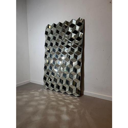 Large Geometric Faceted Mirror For Sale - Image 6 of 7