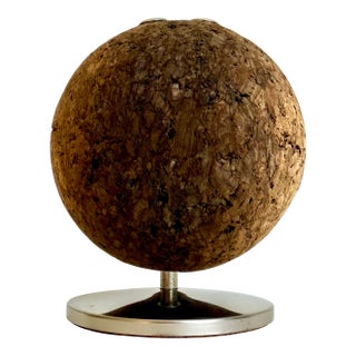 Mid-Century Modern Cork Sphere Pen & Pencil Holder With Chrome Base For Sale