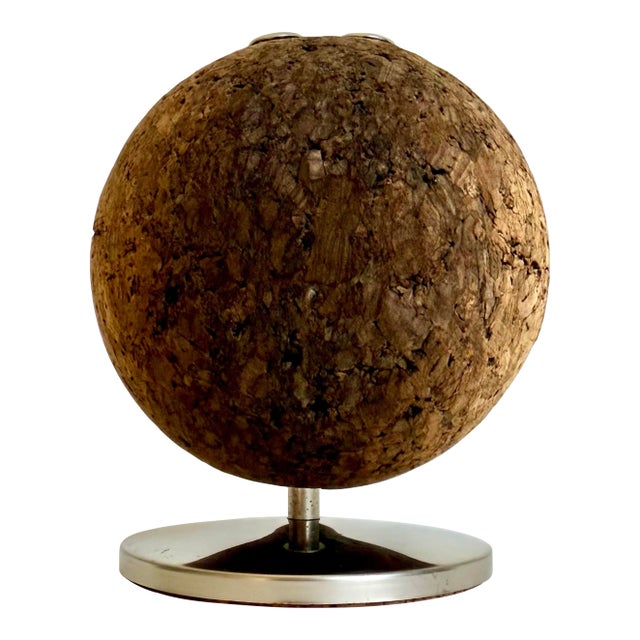 Mid-Century Modern Cork Sphere Pen & Pencil Holder With Chrome Base For Sale