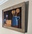 This folk art-style kitchen still life, lathe-art panel portrays cut-out painted wood elements affixed to a dark wood...