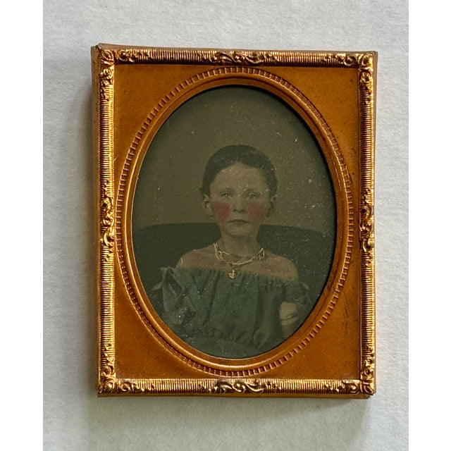Victorian Fashion Ruby Ambrotype of Girl With Jewelry From 1850 - 9th Plate, Framed For Sale - Image 3 of 6