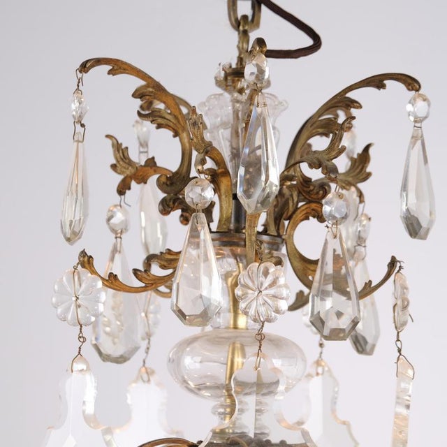 Antique Crystal Chandelier in Gilt Bronze with Louvre Style Decorations, 1920s For Sale - Image 10 of 14