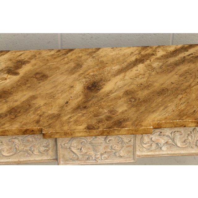 Vintage Karges Painted Console Table With Carved Base & Faux Stone Top For Sale - Image 13 of 18