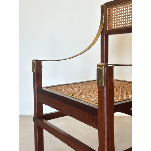 Vienna Straw, Brass and Wood Chairs, 1970s, Set of 4 For Sale - Image 11 of 16