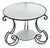 Vintage Side Table in Black Metal and Frosted Glass, 1950s For Sale