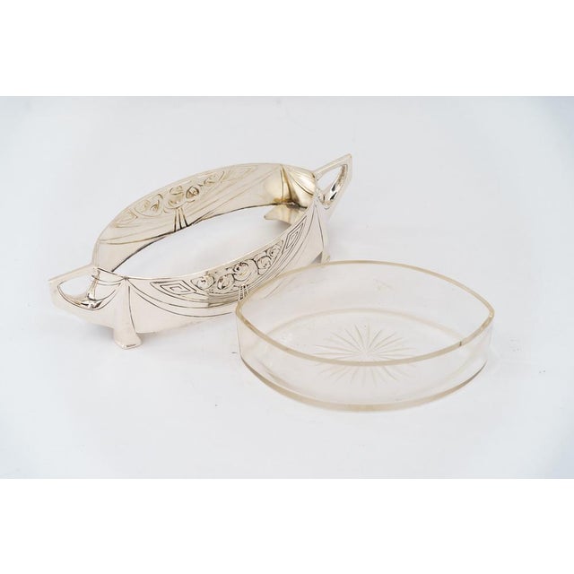 Art Nouveau Fruit Bowl in Brass, Silver and Original Glass, 1908 For Sale - Image 9 of 12