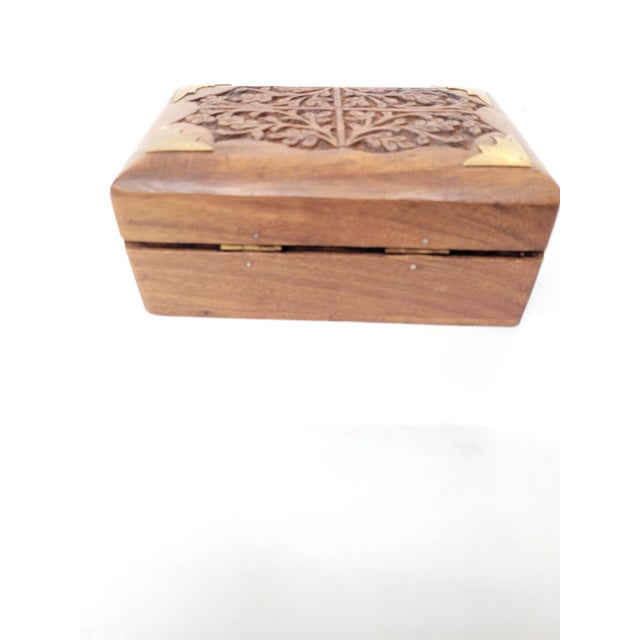 1980s 1980s Vintage Miniature Brass & Wood Box For Sale - Image 5 of 9