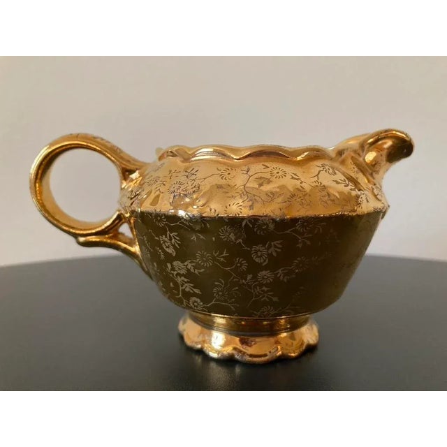 Gold Early 20th Century Gold Porcelain Creamer Pitcher by Taylor Smith & Taylor For Sale - Image 8 of 12