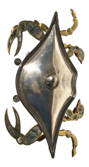 Mexican Brass and Copper Crab Dish by Los Castillo with Lid
