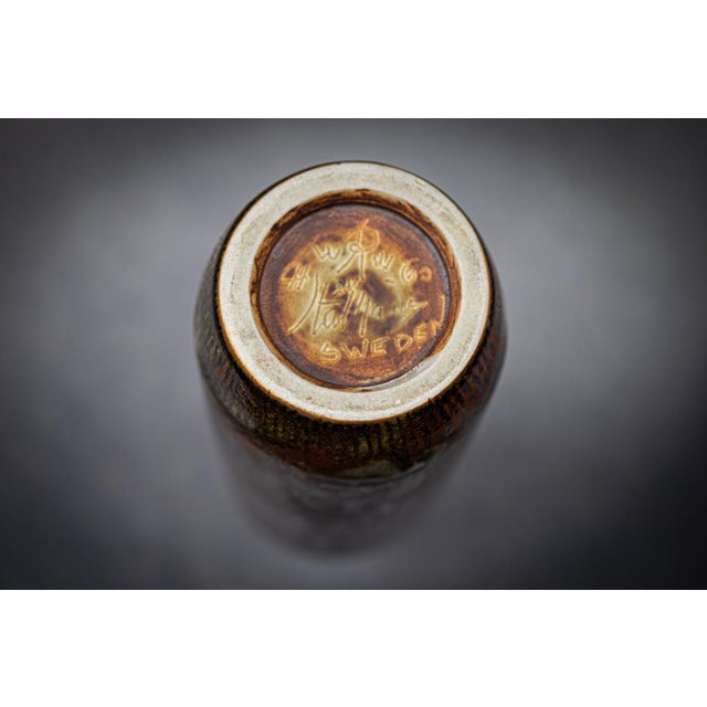 Bottle Vase in Mottled Brown Glazed Stoneware by Carl-Harry Stålhane for Rörstrand, Sweden, 1960 For Sale - Image 14 of 16